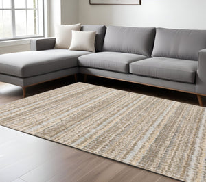 HomeRoots 10' Modern Gray and Ivory Abstract Area Rug - Durable, Stylish, Stain-Resistant for Any Room 9' X 12' 510179