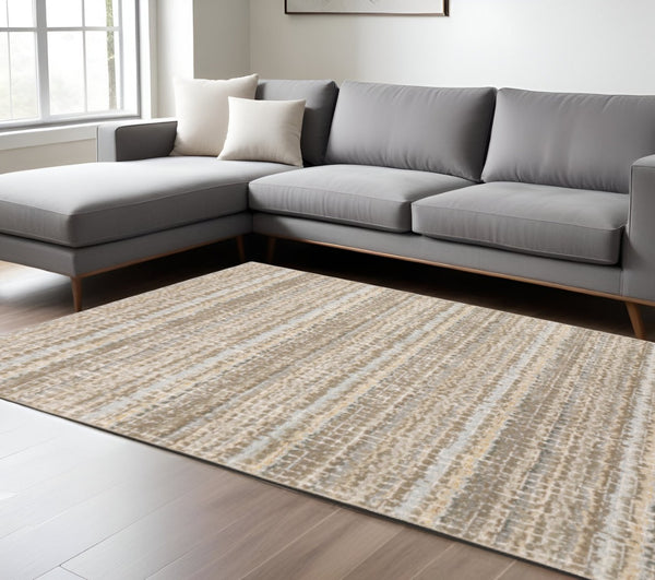 HomeRoots 10' Modern Gray and Ivory Abstract Area Rug - Durable, Stylish, Stain-Resistant for Any Room 9' X 12' 510179