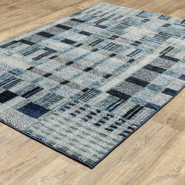 Homeroots 10' X 13' Blue Geometric Power Loom Area Rug Blue Other Material 510180