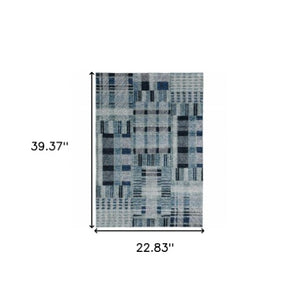 Homeroots 2' Blue Geometric Power Loom Area Rug - Stylish, Stain-resistant Design For Pets And Kids' Spaces 2' X 3' Polypropylene 510181