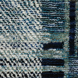 Homeroots 8' Runner Blue Geometric Power Loom Runner Rug Blue Other Material 510182