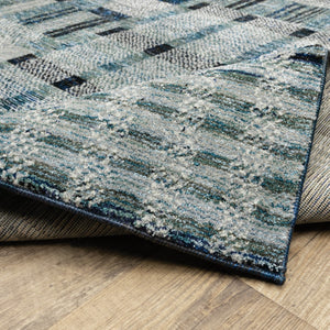 HomeRoots 10' Geometric Power Loom Area Rug – Stylish, Durable, and Family-Friendly Design for Modern Spaces Blue 2'3" x 8' 510182