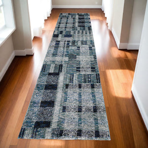 Homeroots 12' Runner Blue Geometric Power Loom Runner Rug Blue Other Material 510183
