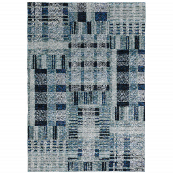 Homeroots 3' X 5' Blue Geometric Power Loom Area Rug Blue Other Material 510184