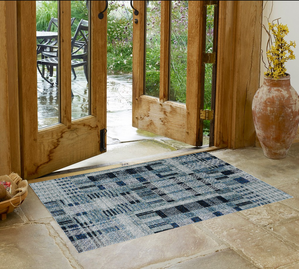 Homeroots 3' X 5' Blue Geometric Power Loom Area Rug Blue Other Material 510184