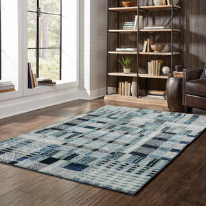Homeroots 5' X 7' Blue Geometric Power Loom Area Rug Blue Other Material 510185