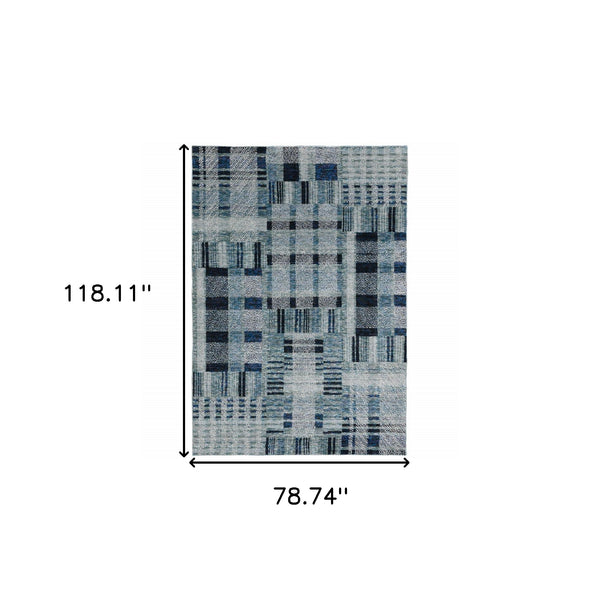 Homeroots 7' X 10' Blue Geometric Power Loom Area Rug Blue Other Material 510186