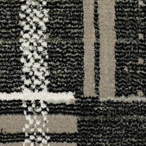 HomeRoots 10' Geometric Power Loom Area Rug – Stylish, Durable, and Family-Friendly Design for Modern Spaces Black/ Grey 2'6" x 12' 510192