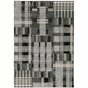 Homeroots 5' X 7' Gray And Black Geometric Power Loom Area Rug Black,Grey Other Material 510194