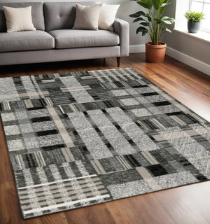 HomeRoots 10' Geometric Power Loom Area Rug – Stylish, Durable, and Family-Friendly Design for Modern Spaces 5' X 7' 510194