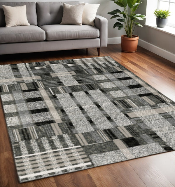 HomeRoots 10' Geometric Power Loom Area Rug – Stylish, Durable, and Family-Friendly Design for Modern Spaces 5' X 7' 510194