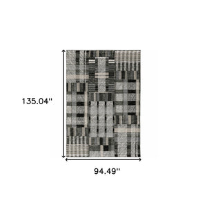 Homeroots 8' X 11' Gray And Black Geometric Power Loom Area Rug Black,Grey Other Material 510196