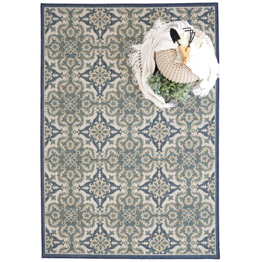 Capel Rugs Captiva-tile Indoor/Outdoor Collection: Captivating Colors & Durable Design For Elegant Spaces Blue, Green 100% Olefin 5102rs07101010420