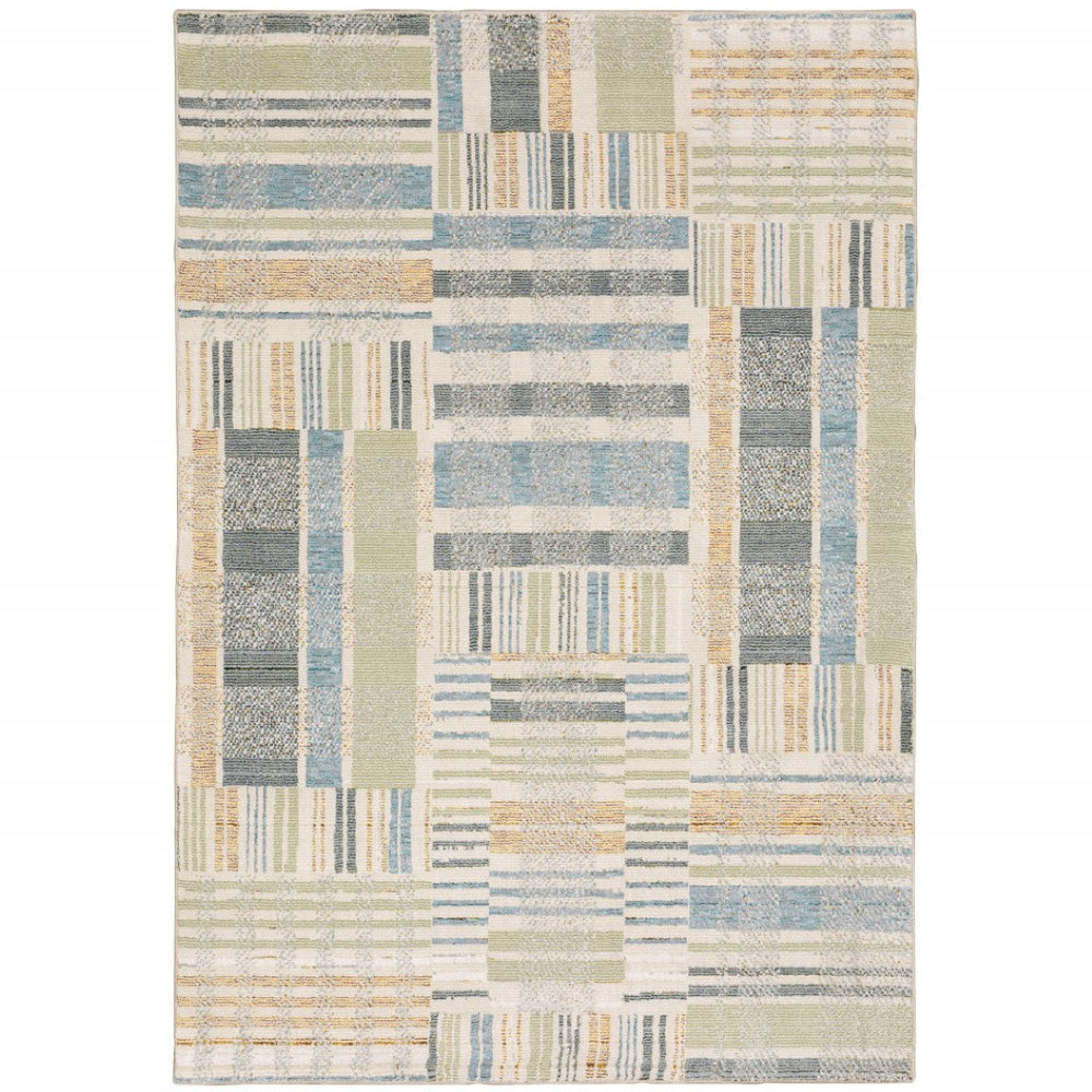 HomeRoots 10' Geometric Power Loom Area Rug – Stylish, Durable, and Family-Friendly Design for Modern Spaces 5' X 7' 510203