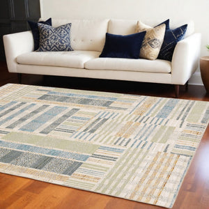 HomeRoots 10' Geometric Power Loom Area Rug – Stylish, Durable, and Family-Friendly Design for Modern Spaces 7' X 10' 510204