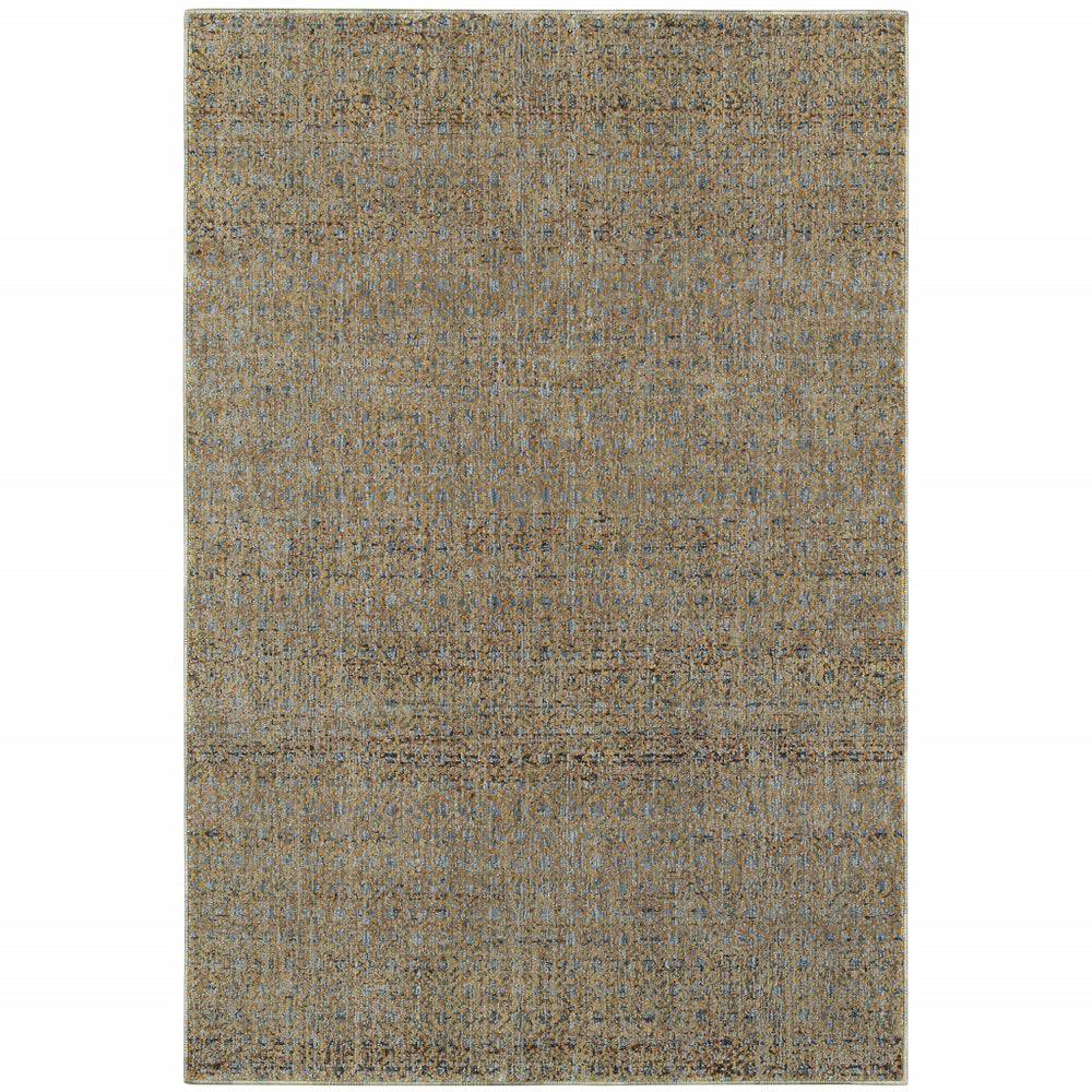Homeroots 10' X 13' Blue And Silver Geometric Power Loom Area Rug Blue,Gold Other Material 510207