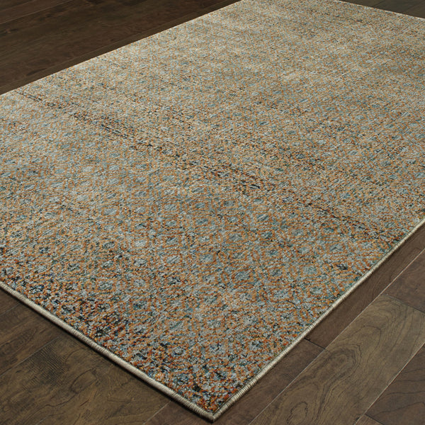 Homeroots 10' X 13' Blue And Silver Geometric Power Loom Area Rug Blue,Gold Other Material 510207