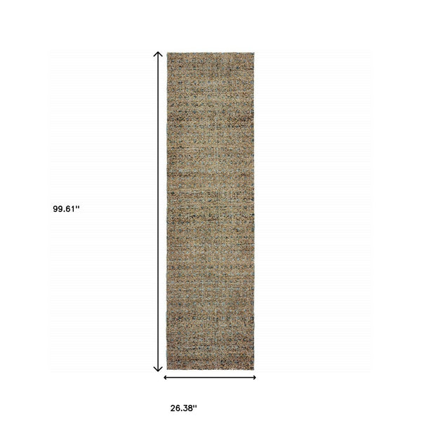 Homeroots 8' Runner Blue And Silver Geometric Power Loom Runner Rug Blue,Gold Other Material 510209