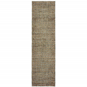Homeroots 12' Runner Blue And Beige Geometric Power Loom Runner Rug Blue,Gold Other Material 510210