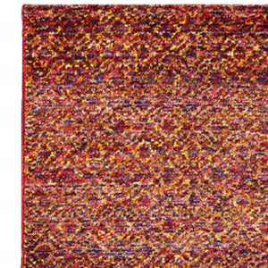 Homeroots 12' Runner Red Gold And Blue Geometric Power Loom Runner Rug Red,Rust Other Material 510219