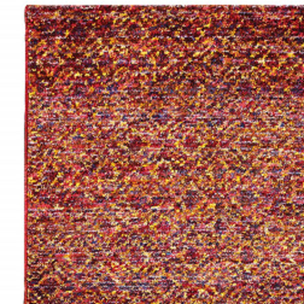 Homeroots 12' Runner Red Gold And Blue Geometric Power Loom Runner Rug Red,Rust Other Material 510219