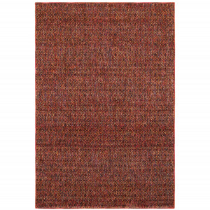 Homeroots 3' X 5' Red And Gold Geometric Power Loom Area Rug Red,Rust Other Material 510220