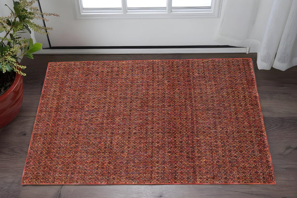 HomeRoots 10' Modern Geometric Distressed Area Rug for Elegant Living Spaces - Soft, Durable, Easy-Care Design 3' x 5' 510220