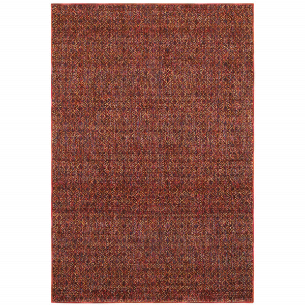 Homeroots 5' X 7' Red And Gold Geometric Power Loom Area Rug Red,Rust Other Material 510221