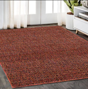 Homeroots 5' X 7' Red And Gold Geometric Power Loom Area Rug Red,Rust Other Material 510221