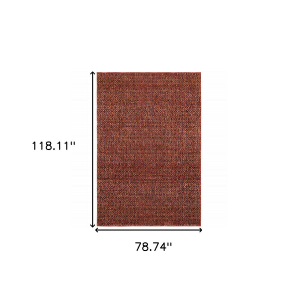 Homeroots 7' X 10' Red And Gold Geometric Power Loom Area Rug Red,Rust Other Material 510222