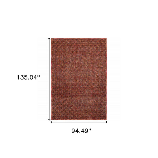 Homeroots 8' X 11' Red And Gold Geometric Power Loom Area Rug Red,Rust Other Material 510223