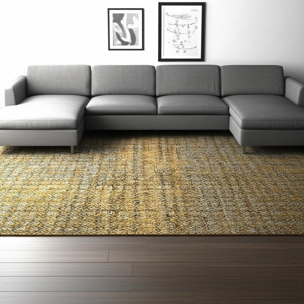 HomeRoots 10' Modern Geometric Distressed Area Rug for Elegant Living Spaces - Soft, Durable, Easy-Care Design 10' X 13' 510225