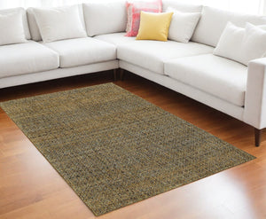 Homeroots 10' X 13' Green Geometric Power Loom Area Rug Green,Gold Other Material 510225