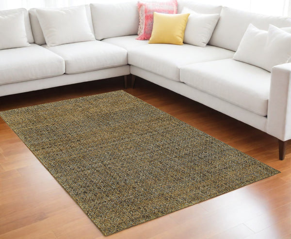 Homeroots 10' X 13' Green Geometric Power Loom Area Rug Green,Gold Other Material 510225