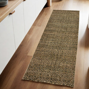 Homeroots 8' Runner Green Geometric Power Loom Runner Rug Green,Gold Other Material 510227