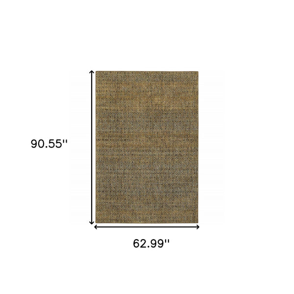 Homeroots 5' X 7' Green Geometric Power Loom Area Rug Green,Gold Other Material 510230