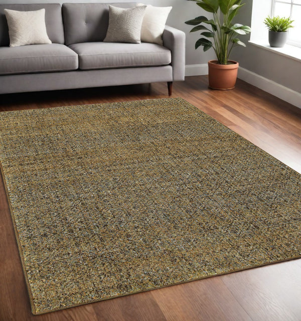 Homeroots 5' X 7' Green Geometric Power Loom Area Rug Green,Gold Other Material 510230