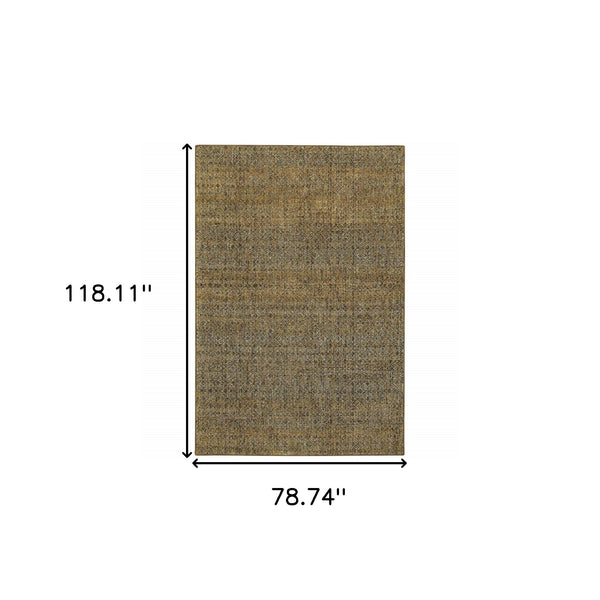 Homeroots 7' X 10' Green Geometric Power Loom Area Rug Green,Gold Other Material 510231