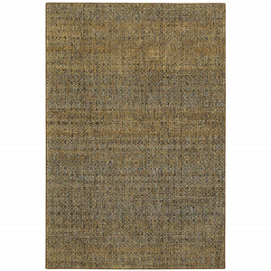Homeroots 8' X 11' Green Geometric Power Loom Area Rug Green,Gold Other Material 510232