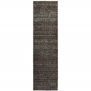 Homeroots 8' Runner Gray Geometric Power Loom Runner Rug Black,Grey Other Material 510236