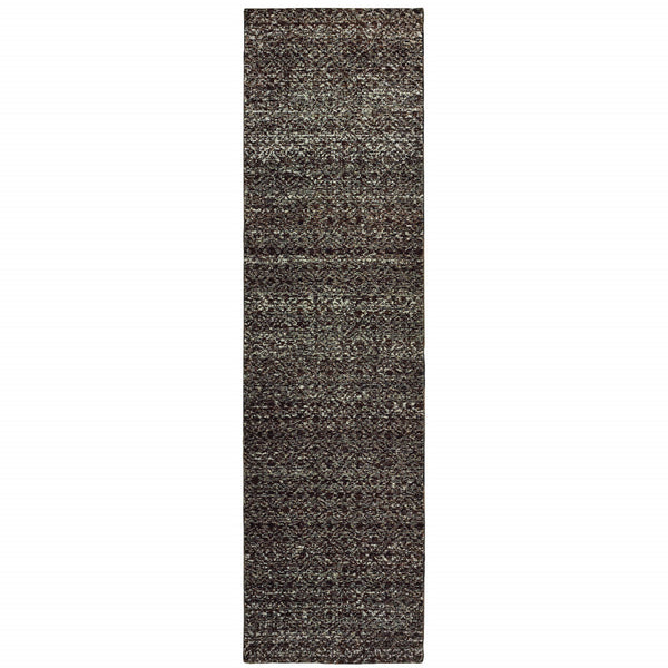 Homeroots 8' Runner Gray Geometric Power Loom Runner Rug Black,Grey Other Material 510236
