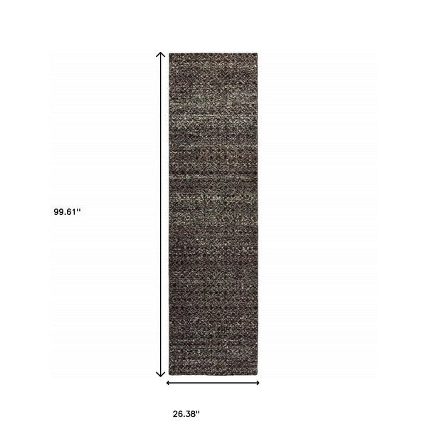 Homeroots 8' Runner Gray Geometric Power Loom Runner Rug Black,Grey Other Material 510236