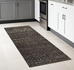 Homeroots 8' Runner Gray Geometric Power Loom Runner Rug Black,Grey Other Material 510236
