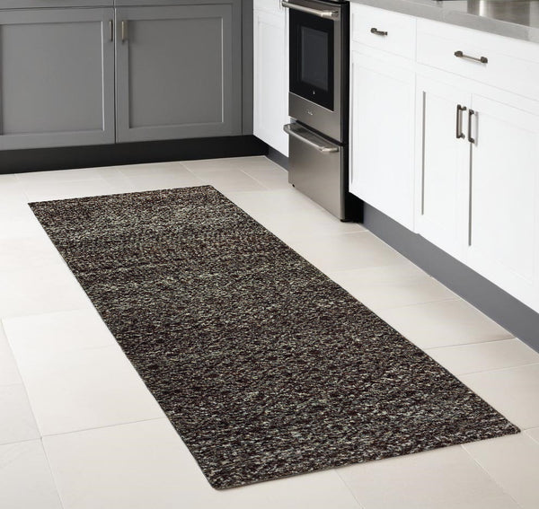 Homeroots 8' Runner Gray Geometric Power Loom Runner Rug Black,Grey Other Material 510236