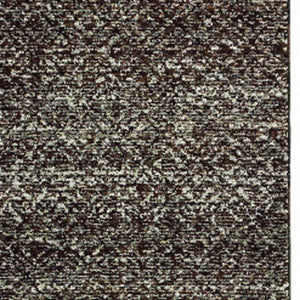Homeroots 12' Runner Charcoal Grey And Brown Geometric Power Loom Runner Rug Black,Grey Other Material 510237
