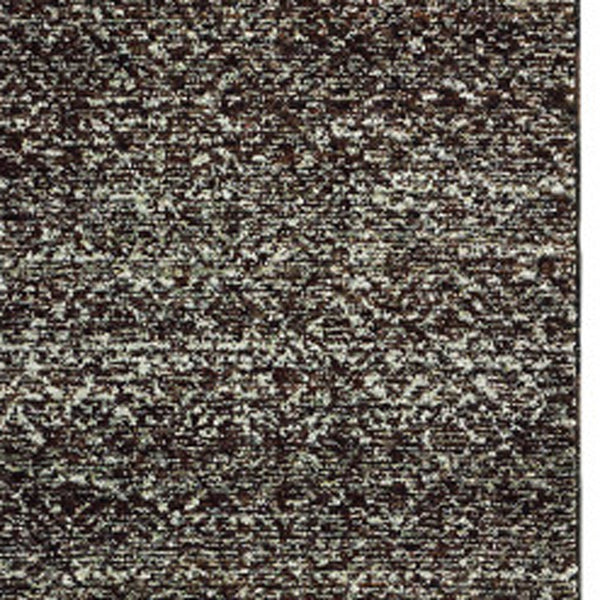 Homeroots 12' Runner Charcoal Grey And Brown Geometric Power Loom Runner Rug Black,Grey Other Material 510237