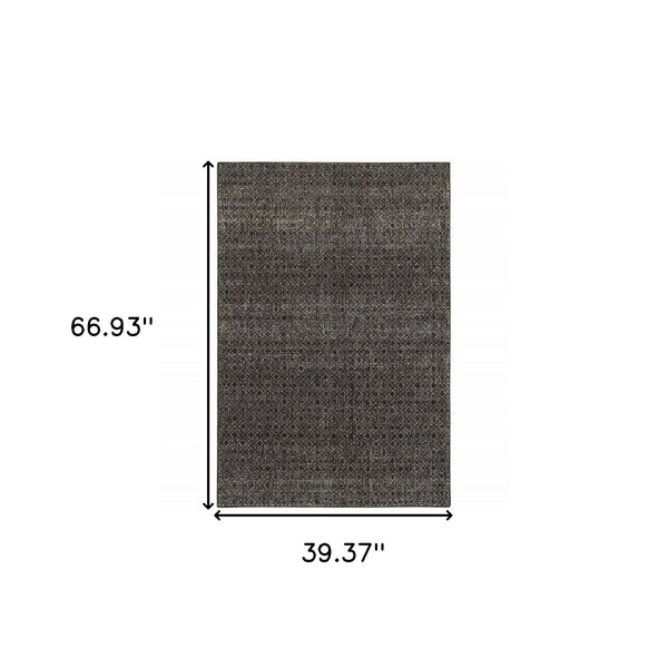Homeroots 3' X 5' Gray Geometric Power Loom Area Rug Black,Grey Other Material 510238