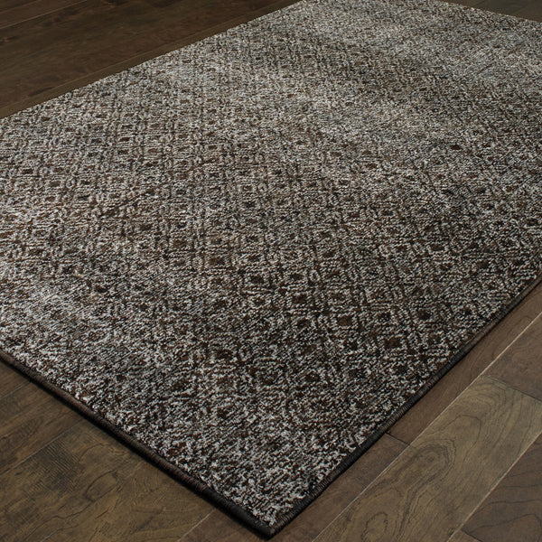 Homeroots 5' X 7' Gray Geometric Power Loom Area Rug Black,Grey Other Material 510239