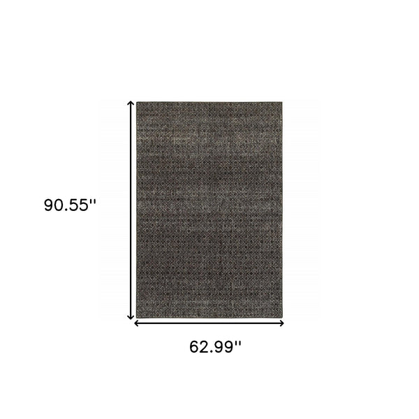 Homeroots 5' X 7' Gray Geometric Power Loom Area Rug Black,Grey Other Material 510239