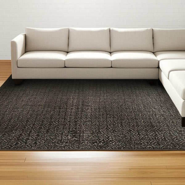 HomeRoots 10' Modern Geometric Distressed Area Rug for Elegant Living Spaces - Soft, Durable, Easy-Care Design 9' X 12' 510242